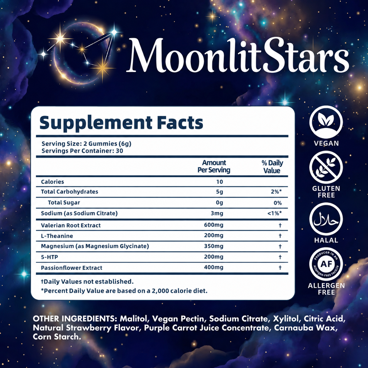 MoonlitStars™ Melatonin-Free Sleep Gummies
