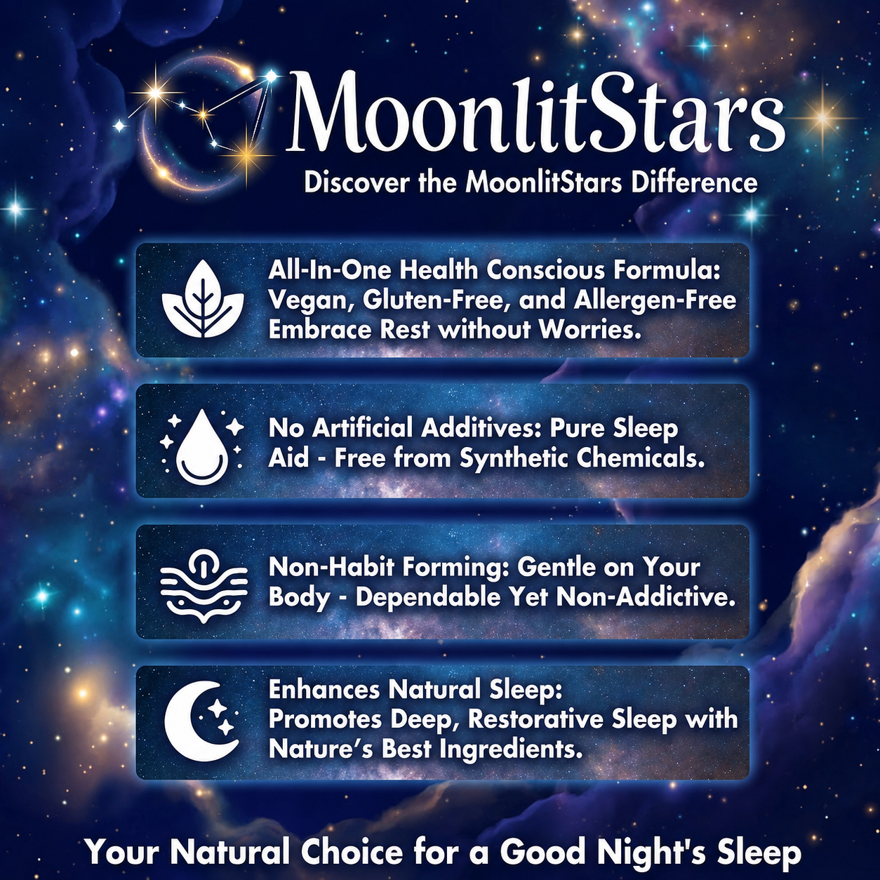 MoonlitStars™ Melatonin-Free Sleep Gummies