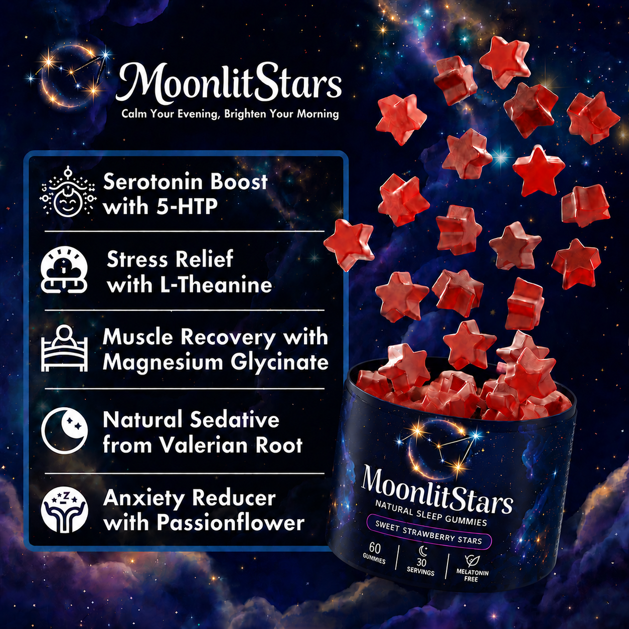 MoonlitStars™ Natural Sleep Gummies