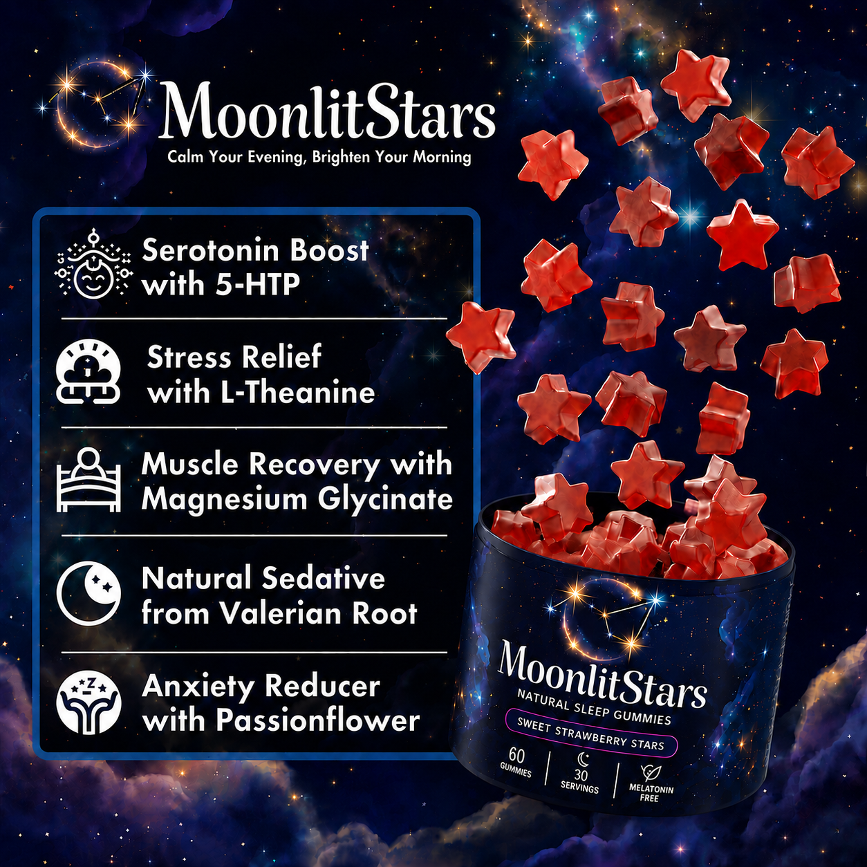 MoonlitStars™ Melatonin-Free Sleep Gummies