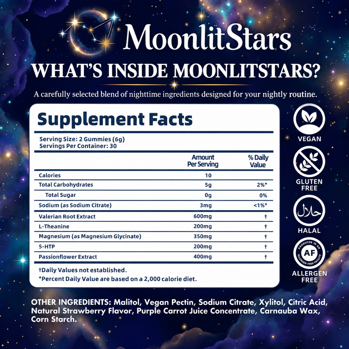 MoonlitStars™ Melatonin-Free Sleep Gummies