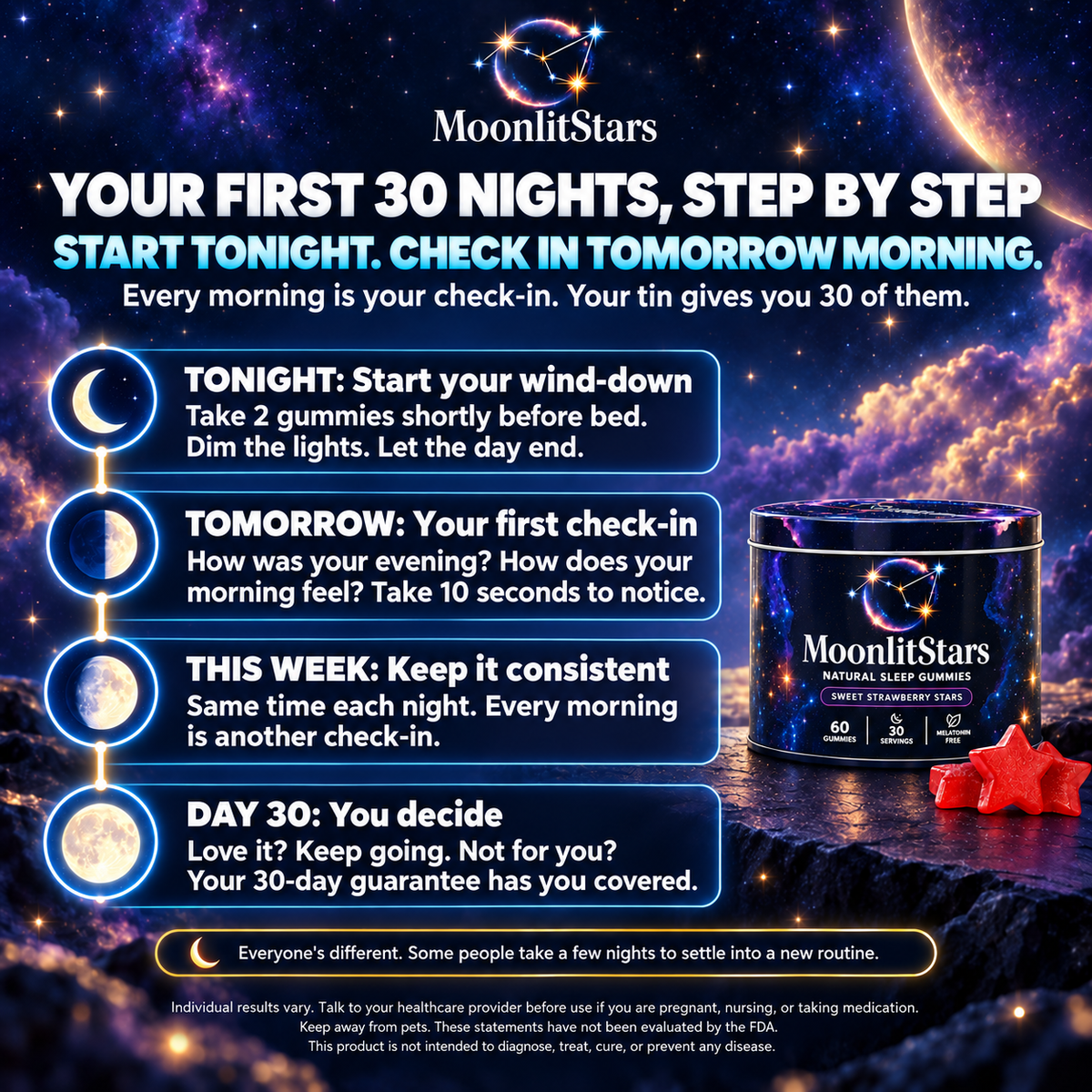 MoonlitStars™ Melatonin-Free Sleep Gummies