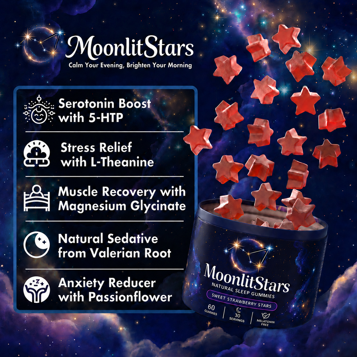 MoonlitStars™ Natural Sleep Gummies